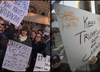 Protestan contra Trump en Toronto