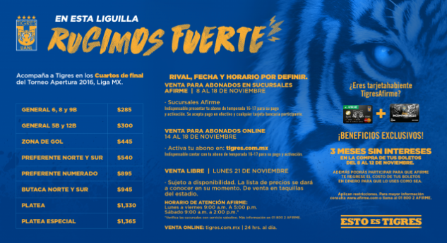 Arranca Tigres venta de boletos para Liguilla 2016