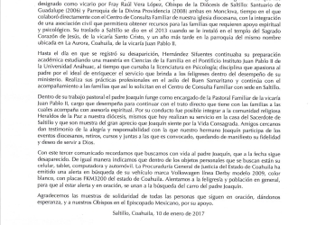 Diócesis de Saltillo confirma muerte de sacerdote