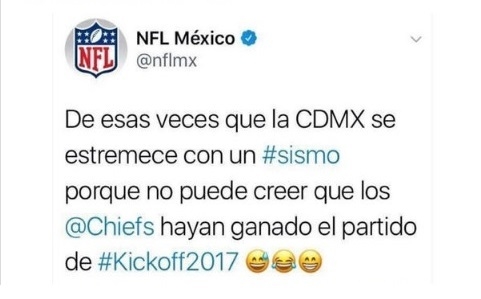 La NFL México se disculpa por broma en Twitter sobre el temblor