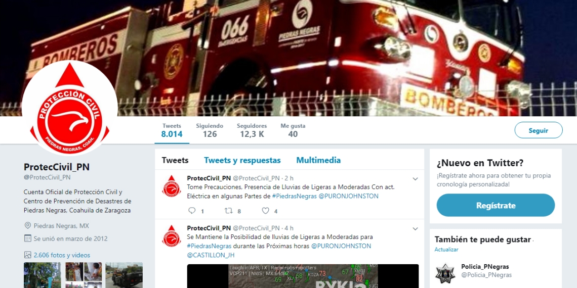 Protección Civil pide seguir redes sociales oficiales