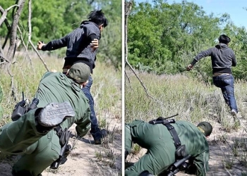Evade migrante tacleada de agente de la Patrulla Fronteriza