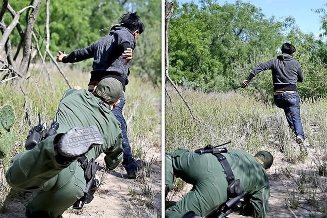 Evade migrante tacleada de agente de la Patrulla Fronteriza