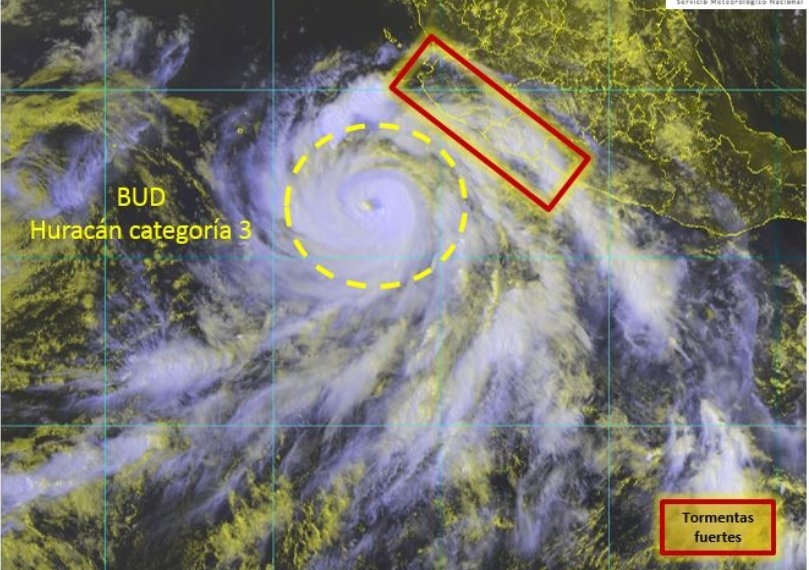 Huracán “Bud” ya es categoría 3
