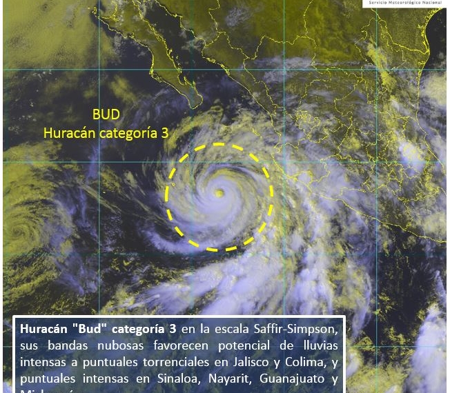 Se mantiene vigilancia de Michoacán a Nayarit por huracán “Bud”