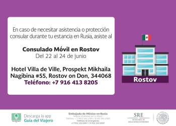 Instalarán embajada mexicana móvil en Rostov