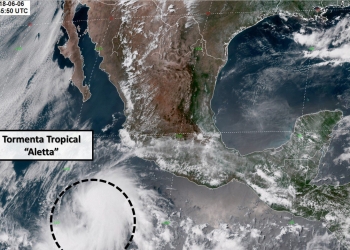 Tormenta tropical Aletta se localiza al suroeste de Colima