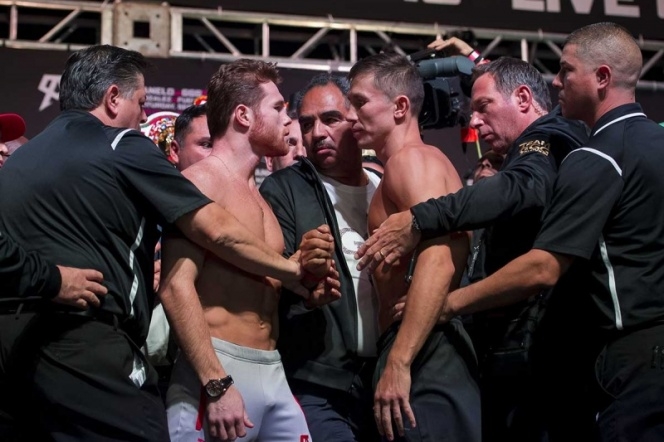‘Canelo’ se prende con Golovkin en el pesaje
