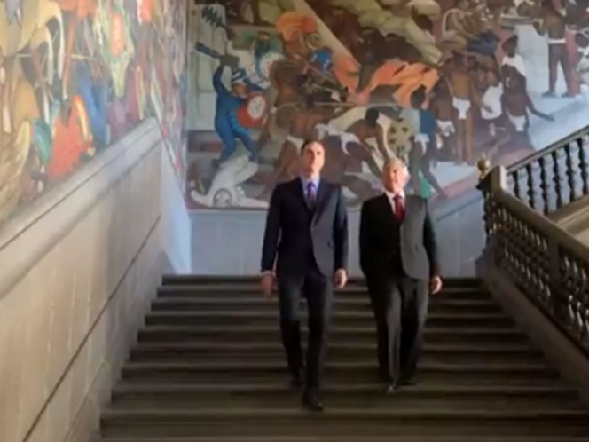 Presume López Obrador a presidente español mural de Diego Rivera