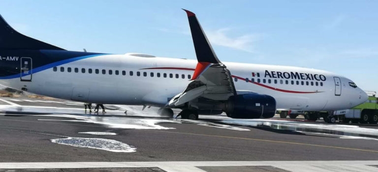 Se incendian y ponchan llantas de avión de Aeroméxico en el aeropuerto de Guadalajara