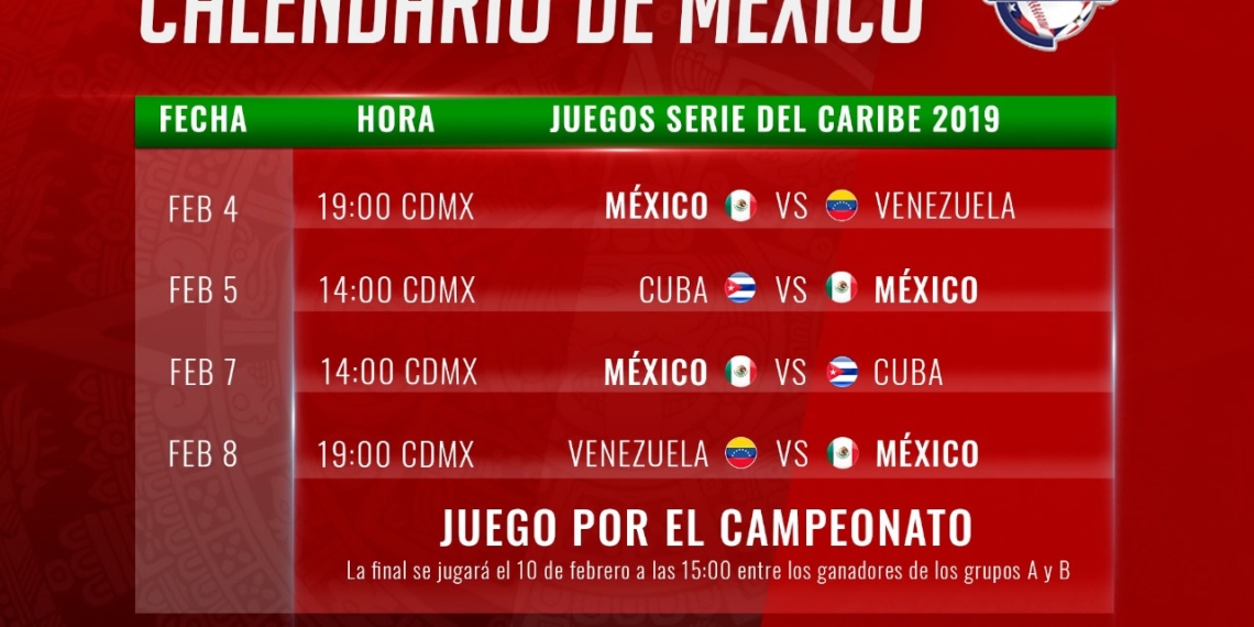 Definen calendario para la Serie del Caribe 2019