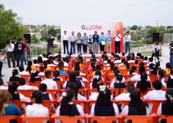 Instalan malla sombra en plantel educativo