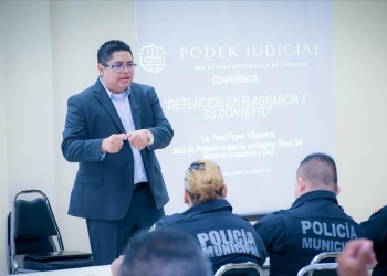 Policías Municipales reciben conferencia “Detención en Flagrancia y su Contexto”