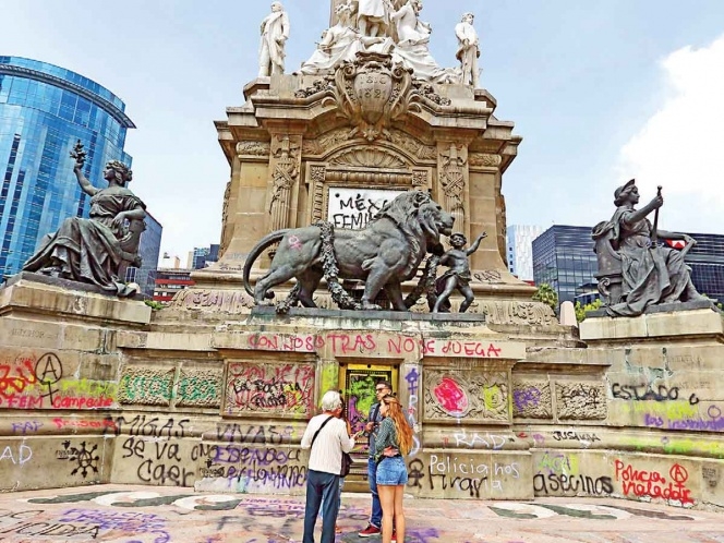 Valoran daños del Ángel de la Independencia y la Glorieta de Insurgentes tras marcha