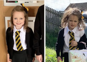 Foto del antes y después de niña en su primer día de clases se vuelve viral