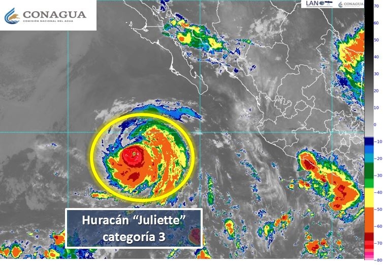 Huracán Juliette evoluciona a categoría 3