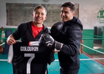 Cristiano Ronaldo se pone los guantes de box junto a Golovkin