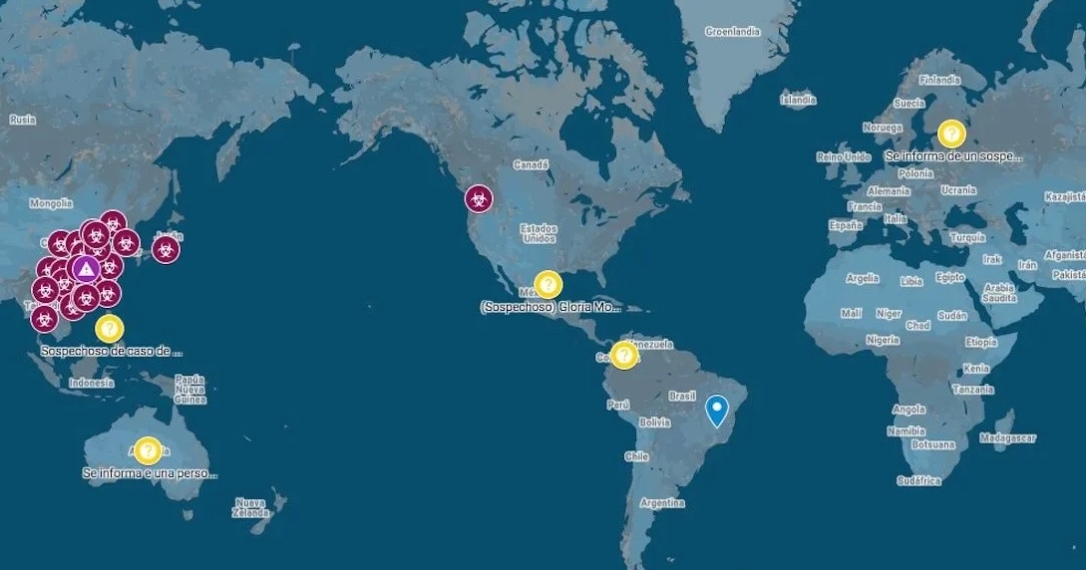 Google crea mapa interactivo de los casos de coronavirus en el mundo
