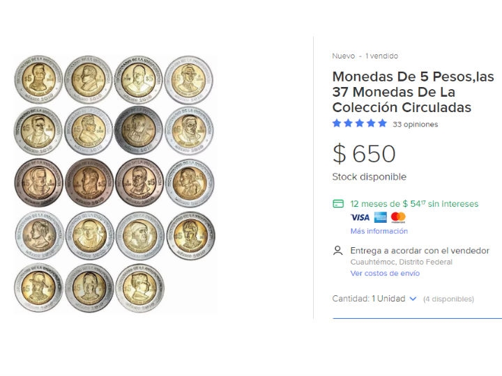 Monedas conmemorativas de 5 pesos ahora valen miles