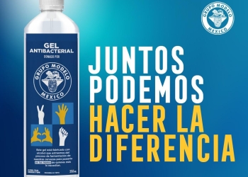Grupo Modelo producirá donará 300 mil botellas de gel antibacterial