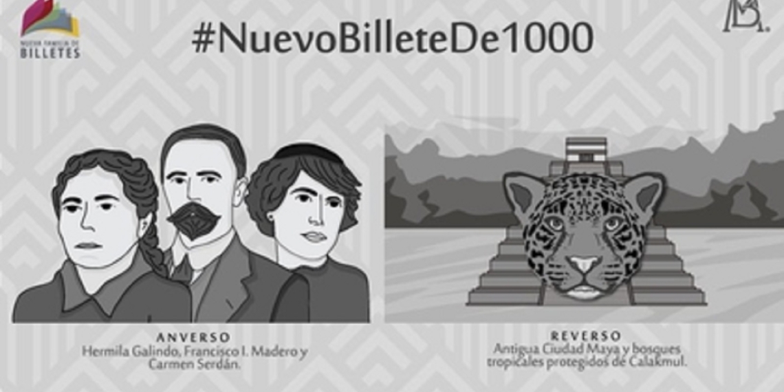 Muestra Banxico nuevos diseños para billetes de 100 y 1000 pesos