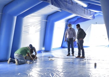 Continúan los trabajos en las instalaciones del Hospital Móvil