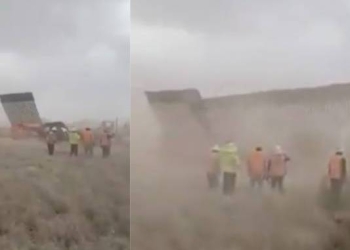 Tormenta Hanna derriba parte del muro fronterizo entre Texas y Tamaulipas