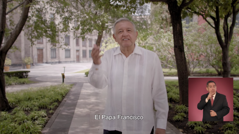INE pide a AMLO bajar promocional del Informe por hablar del papa