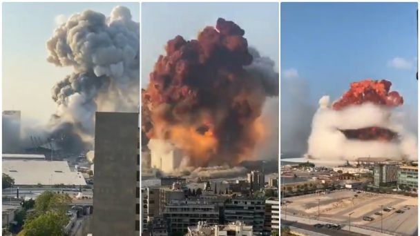 Fuerte explosión en almacén del puerto de Beirut, Líbano