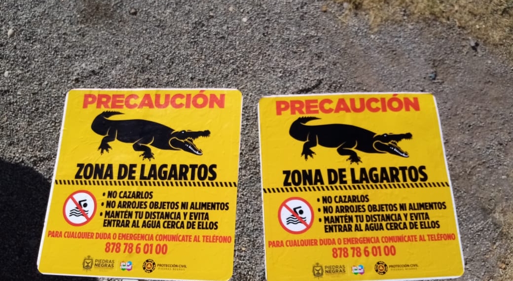 Colocan señales de zona de lagartos en el Río Bravo