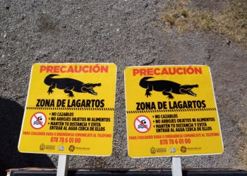 Colocan señales de zona de lagartos en el Río Bravo