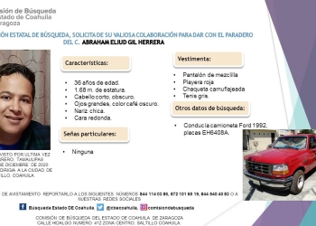 Familiares lo buscan