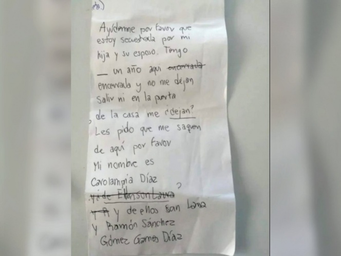 ‘Ayúdenme, estoy secuestrada’, con esta carta abuelita pidió auxilio a enfermero