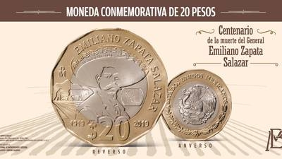 Banxico lanza moneda conmemorativa de 20 pesos con Emiliano Zapata