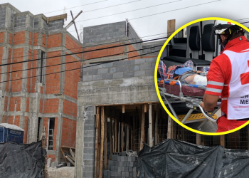 Cae albañil de segunda planta de vivienda en construcción