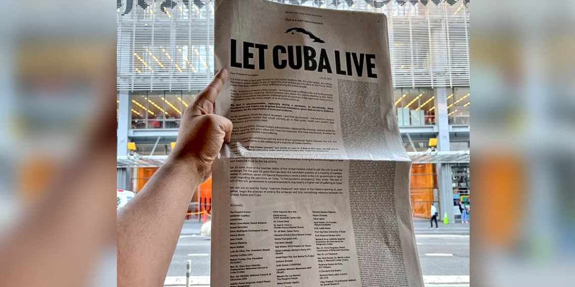 Más de 400 artistas, intelectuales y activistas piden a Biden que ‘deje vivir a Cuba’ y ponga fin al bloqueo