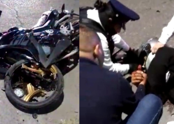 Delicado motociclista que chocó contra poste