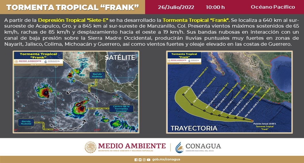 Se forma tormenta tropical ‘Frank’; afectará a 5 estados