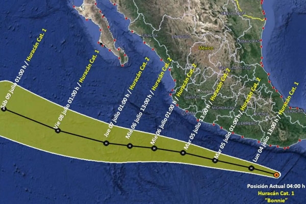 Clasifican a “Bonnie” como huracán categoría 1
