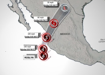 Huracán ‘Roslyn’ toca tierra en Nayarit como categoría tres