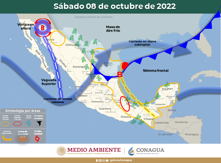 Frente frío número dos llegará con lluvias y vientos al norte de México
