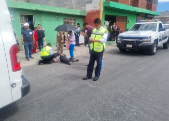 Cae mujer de camión de ruta
