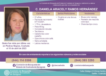 Continúa búsqueda de joven reportada como desaparecida