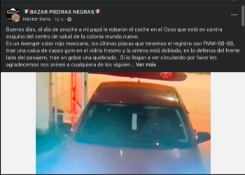 No hay reportes ni denuncias por robo de vehículos, solamente publicaciones en redes sociales