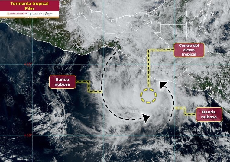 Tormenta tropical “Pilar” incrementa su velocidad hacia el Pacífico