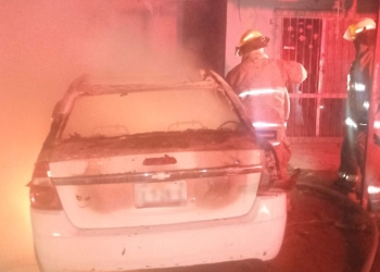 Incendio consume auto estacionado en colonia Palmas