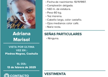 Buscan a joven desaparecida en Piedras Negras